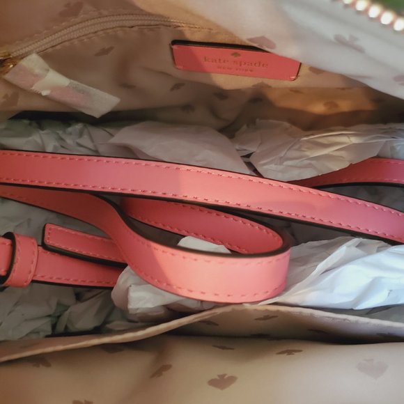 NWT Kate Spade Mimi Medium Faux Fur Pomegranate Smooth Leather Satchel Hand Bag - Picture 4 of 8